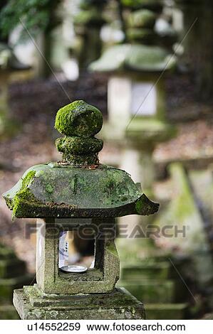 Stock Photo - Japan Mara Stone lantern in garden. Fotosearch
