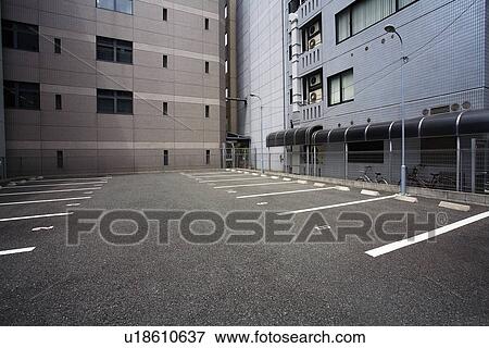 Japan Osaka Empty parking lot View Large Photo Image Stock Photo - Japan Osaka Empty parking lot. Fotosearch
