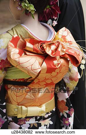 Japanese Woman in Kimono and Elaborate Obi View Large Photo Image Stock Image - Japanese Woman in Kimono and Elaborate Obi. Fotosearch