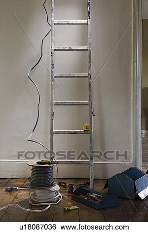 Ladder and tools in house View Large Photo Image Stock Photograph - Ladder and tools in house. Fotosearch