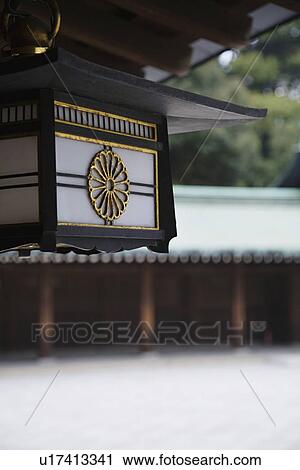 Lanterns Hanging From Eaves at Meiji Shrine View Large Photo Image Stock Image - Lanterns Hanging From Eaves at Meiji Shrine. Fotosearch