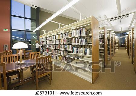 Stock Image - Library reading room. Fotosearch