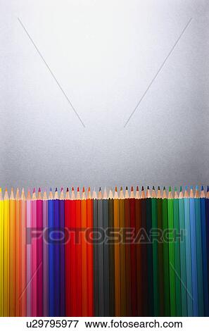 Stock Photo - Row of multi colored pencils. Fotosearch