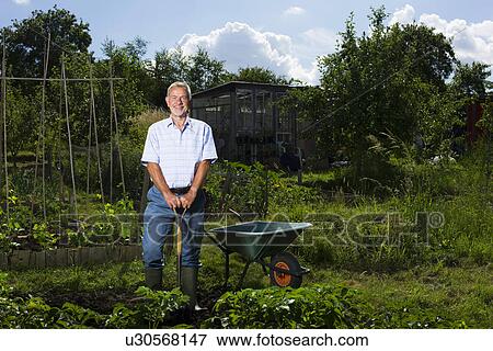 Stock Photo - Senior man gardening portrait. Fotosearch