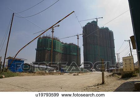 Skyscrapers Under Construction View Large Photo Image Stock Photo - Skyscrapers Under Construction. Fotosearch