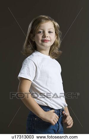 Stock Image - Studio portrait of girl . Fotosearch