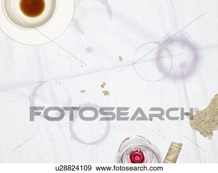 Table Cloth with Empty Cup and Glass and Moisture Rings View Large Photo Image Stock Photo - Table Cloth with Empty Cup and Glass and Moisture Rings. Fotosearch