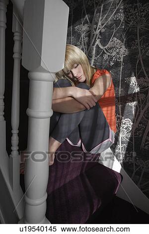 Teenage girl (16-17) sitting on stairs View Large Photo Image Stock Photography - Teenage girl (16-17) sitting on stairs. Fotosearch