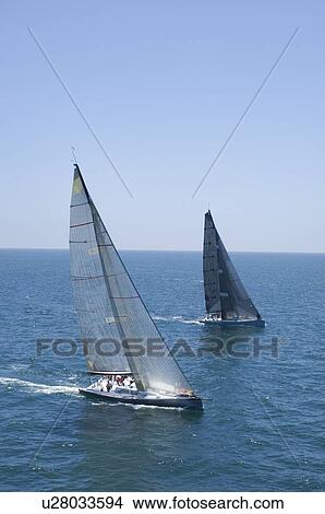 Two yachts compete in team sailing event California View Large Photo Image Picture - Two yachts compete in team sailing event California. Fotosearch