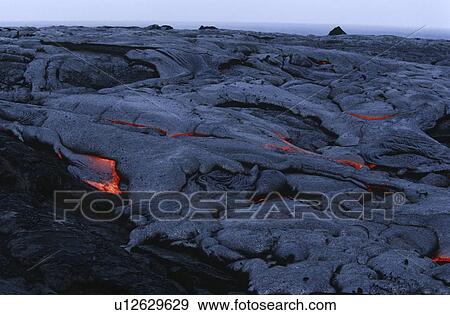 Stock Photo - USA Hawaii Big Island Volcanos National Park cooling lava. Fotosearch