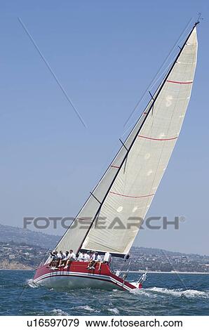 Yacht competes in team sailing event California View Large Photo Image Stock Photo - Yacht competes in team sailing event California. Fotosearch