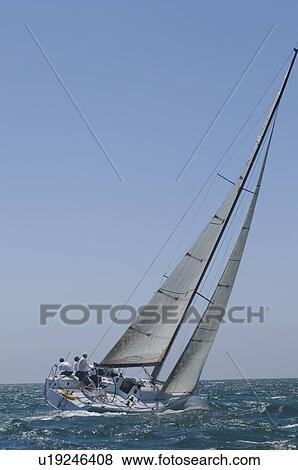 Yacht competes in team sailing event California View Large Photo Image Stock Photo - Yacht competes in team sailing event California. Fotosearch