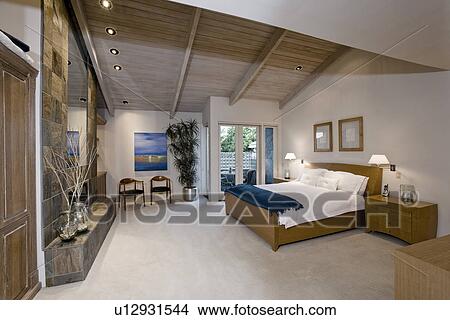 Picture - Bedroom in modern residence. Fotosearch