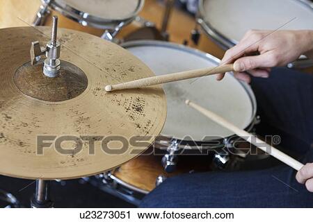 Caucasian man plays drum set View Large Photo Image Stock Image - Caucasian man plays drum set. Fotosearch
