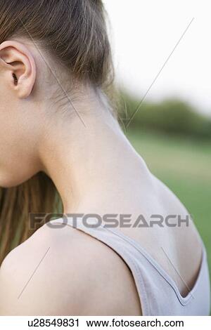 Stock Image - Close up of girl's neck. Fotosearch