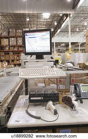 Computer screen in distribution warehouse View Large Photo Image Stock Image - Computer screen in distribution warehouse. Fotosearch