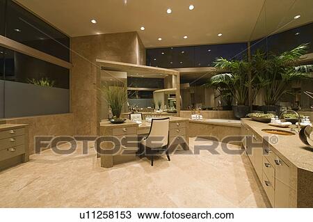 Dressing table in spacious Palm Springs bathroom View Large Photo Image Stock Image - Dressing table in spacious Palm Springs bathroom. Fotosearch