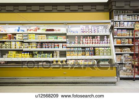 Fridge counter in supermarket View Large Photo Image Stock Photo - Fridge counter in supermarket. Fotosearch