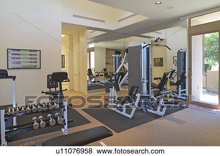 Gym interior View Large Photo Image Stock Photo - Gym interior. Fotosearch