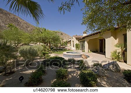 House exterior with hot tub in backyard View Large Photo Image Stock Photo - House exterior with hot tub in backyard. Fotosearch