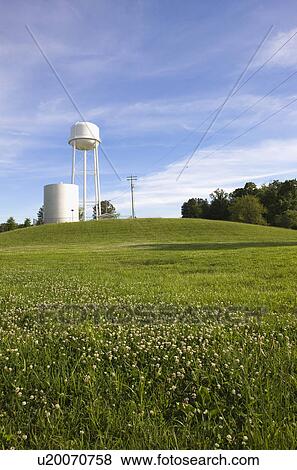 Stock Photo - Illinois USA storage tank in field. Fotosearch