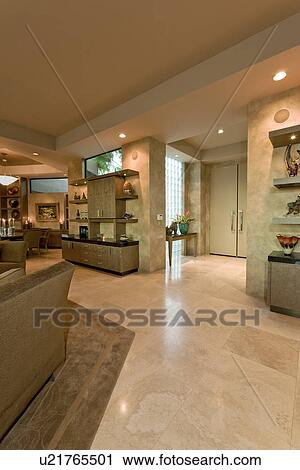 Illuminated modern residence interior View Large Photo Image Stock Image - Illuminated modern residence interior. Fotosearch