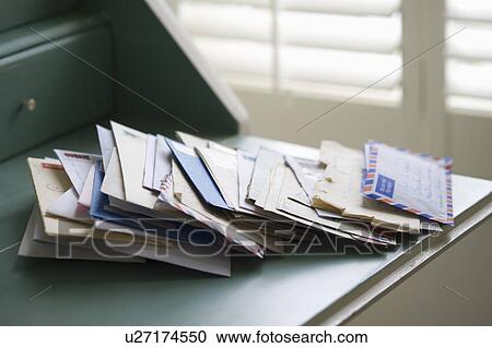 Stock Image - Letters on writing desk. Fotosearch