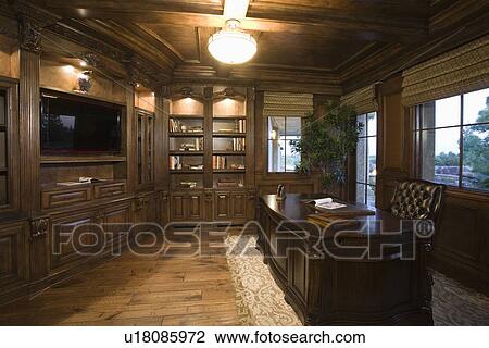 Lit study of Palm Springs home View Large Photo Image Stock Image - Lit study of Palm Springs home. Fotosearch