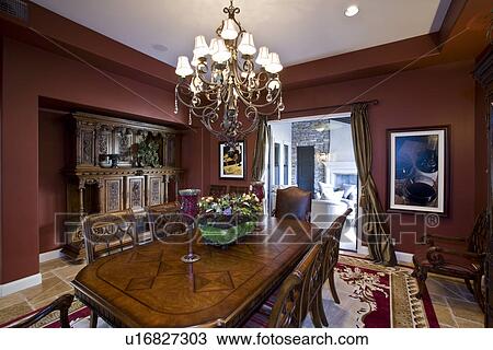 Stock Image - Luxurious old fashioned dining room. Fotosearch