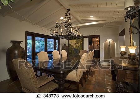 Stock Image - Luxury interior design dinning room. Fotosearch