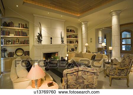 Luxury interior design living room View Large Photo Image Stock Image - Luxury interior design living room. Fotosearch