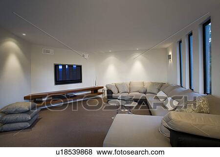 Luxury interior design tv room View Large Photo Image Stock Photo - Luxury interior design tv room. Fotosearch