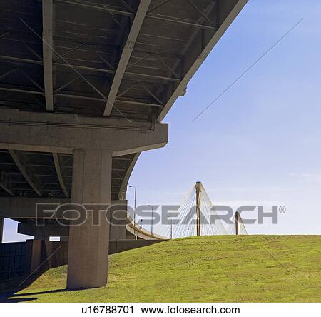 Stock Image - Mississippi USA bridge low angle view. Fotosearch