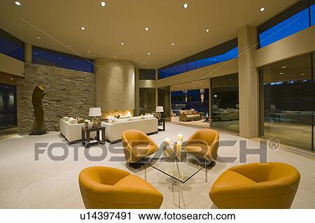 Modern armchairs in Palm Springs living interior View Large Photo Image Stock Image - Modern armchairs in Palm Springs living interior. Fotosearch