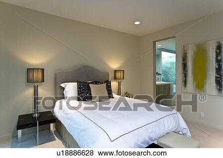 Modern bedroom interior View Large Photo Image Stock Photo - Modern bedroom interior. Fotosearch