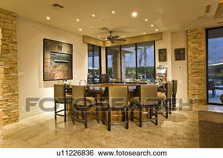 Stock Photograph - Modern dining room interior. Fotosearch