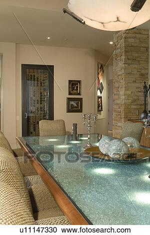 Modern dining room table View Large Photo Image Stock Image - Modern dining room table. Fotosearch