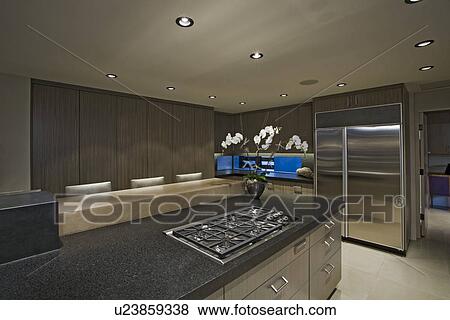 Stock Photo - Modern domestic kitchen. Fotosearch