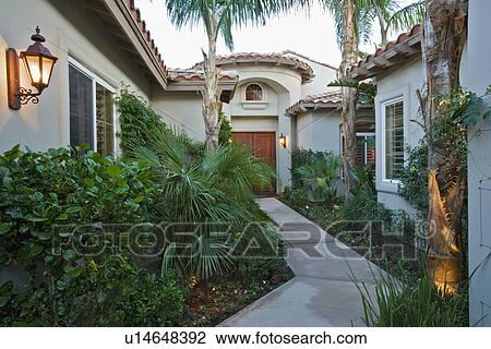 Modern house exterior with path View Large Photo Image Stock Image - Modern house exterior with path. Fotosearch