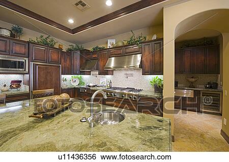 Modern kitchen interior View Large Photo Image Stock Photograph - Modern kitchen interior. Fotosearch
