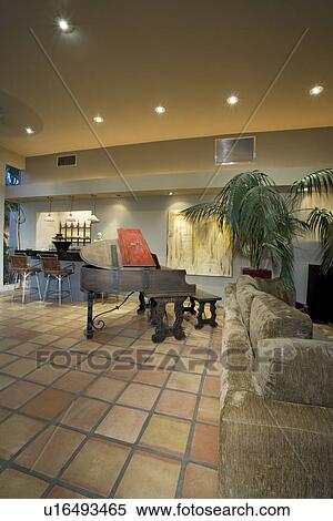 Modern living room with grand piano View Large Photo Image Stock Photography - Modern living room with grand piano. Fotosearch