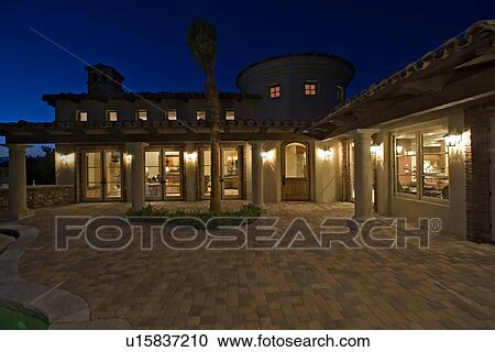 Stock Image - Neoclassical building at dusk. Fotosearch