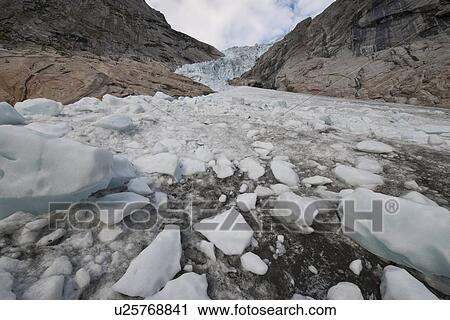 Stock Image - Norwegian glacier Jostedalsbreen. Fotosearch