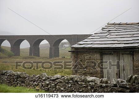 Old shed and viaduct Yorkshire Dales Yorkshire England View Large Photo Image Stock Image - Old shed and viaduct Yorkshire Dales Yorkshire England. Fotosearch