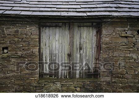 Stock Photograph - Old shed close-up view Yorkshire Dales Yorkshire England. Fotosearch