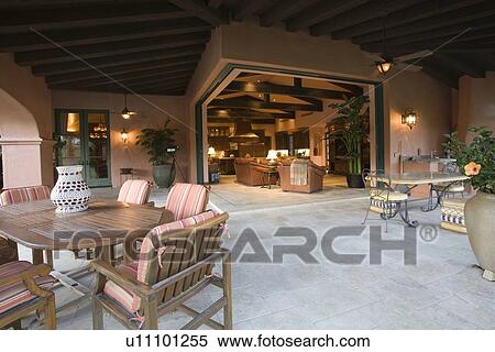 Stock Photography - Outdoor room of Palm Springs hacienda. Fotosearch