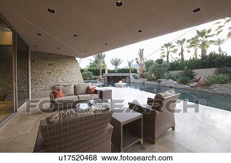 Stock Photo - Outdoor room of Palm Springs home. Fotosearch