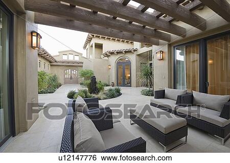Outdoor room of Palm Springs home View Large Photo Image Stock Photograph - Outdoor room of Palm Springs home. Fotosearch