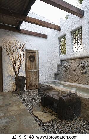 Palm Springs hacienda water feature View Large Photo Image Stock Photo - Palm Springs hacienda water feature. Fotosearch