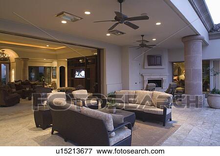 Stock Photo - Palm Springs outdoor living area. Fotosearch